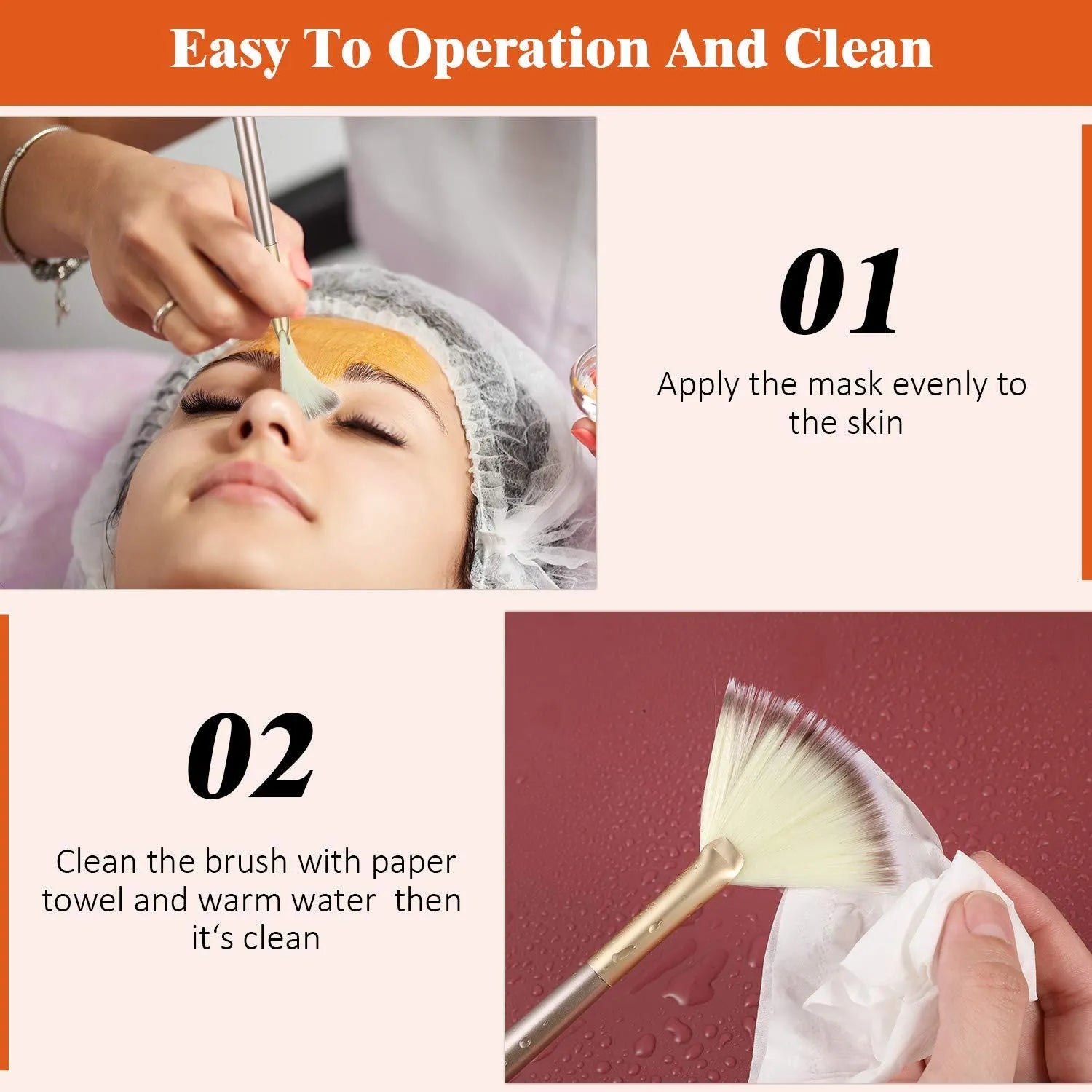 10 professional facial fan brushes with champagne handles and protective covers for makeup and skincare