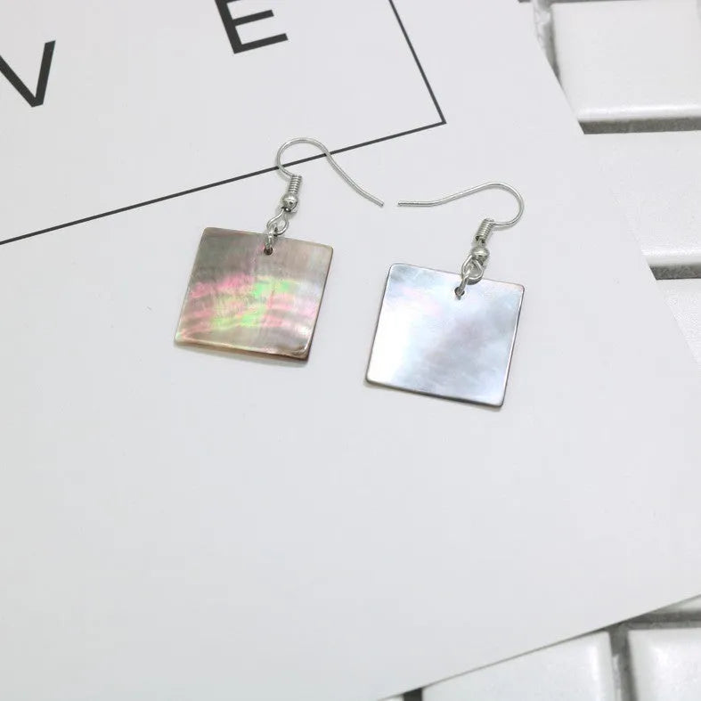 Women's shell earrings in geometric square panther and rectangular shell retro designs
