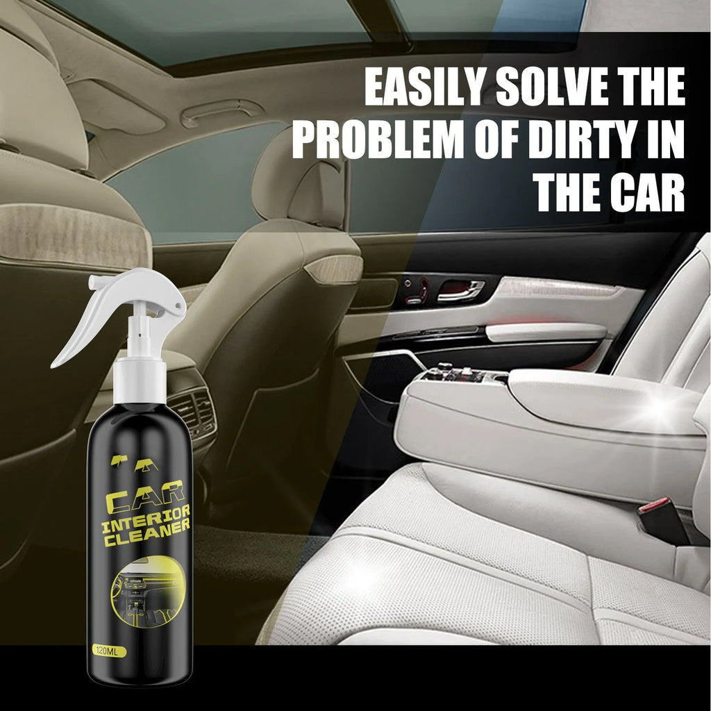 120ml bottle of car interior cleaner for leather and plastic dashboard maintenance