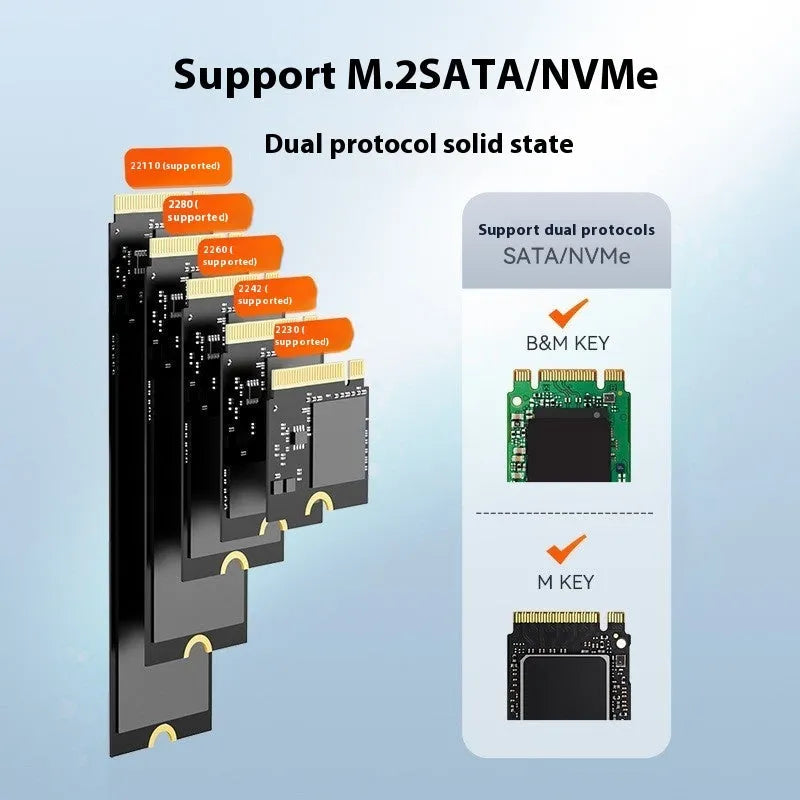 Black external hard disk enclosure for solid state drives with USB Type-C port