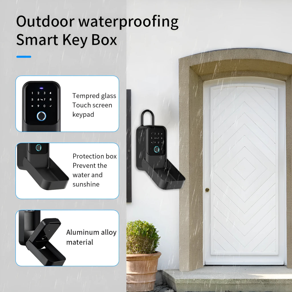 Smart key box with fingerprint scanner and card slot for secure key storage, model K3BF