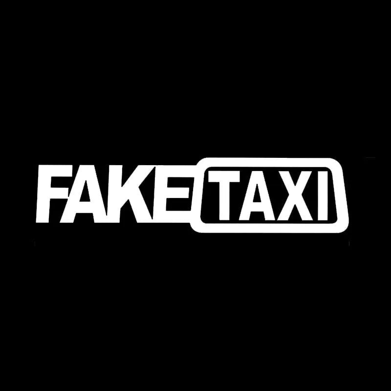 Waterproof PET Fake Taxi car window sticker measuring 20 by 8 cm in black text version.