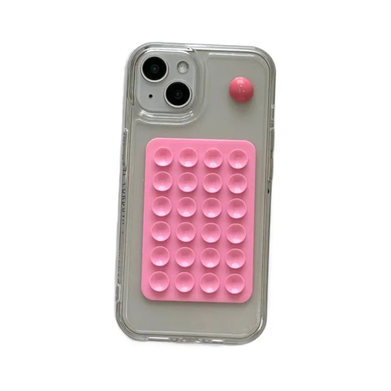 Silicone phone case with suction cup for iPhone 15 Pro Max in black showing back and edge coverage