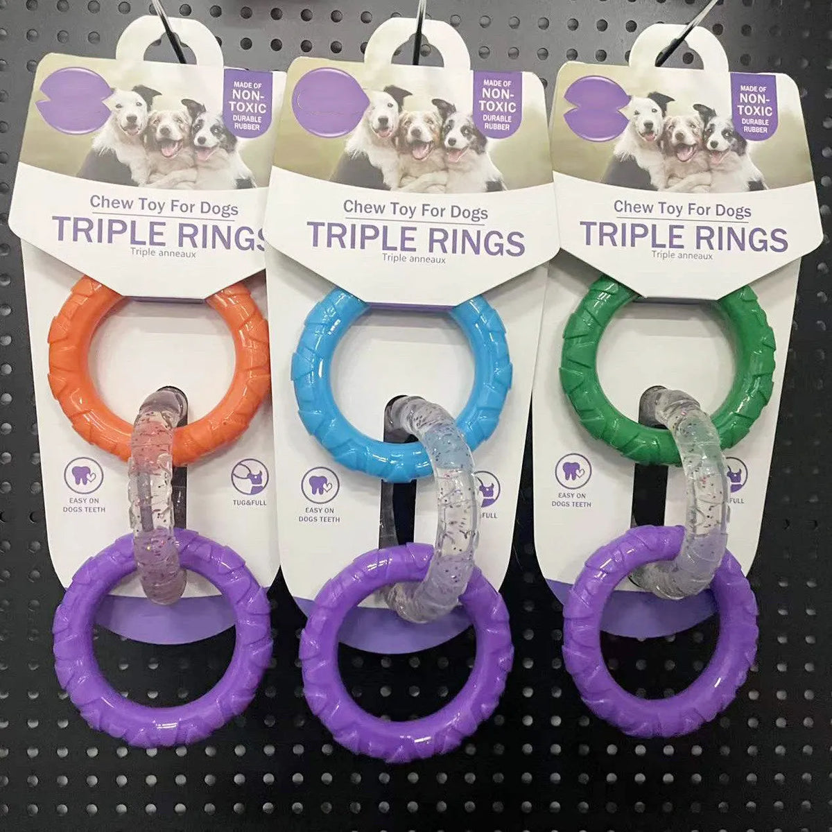 Pet dog teeth grinding interactive bite resistant toy in TPR material, 20x9 cm, in blue purple colour