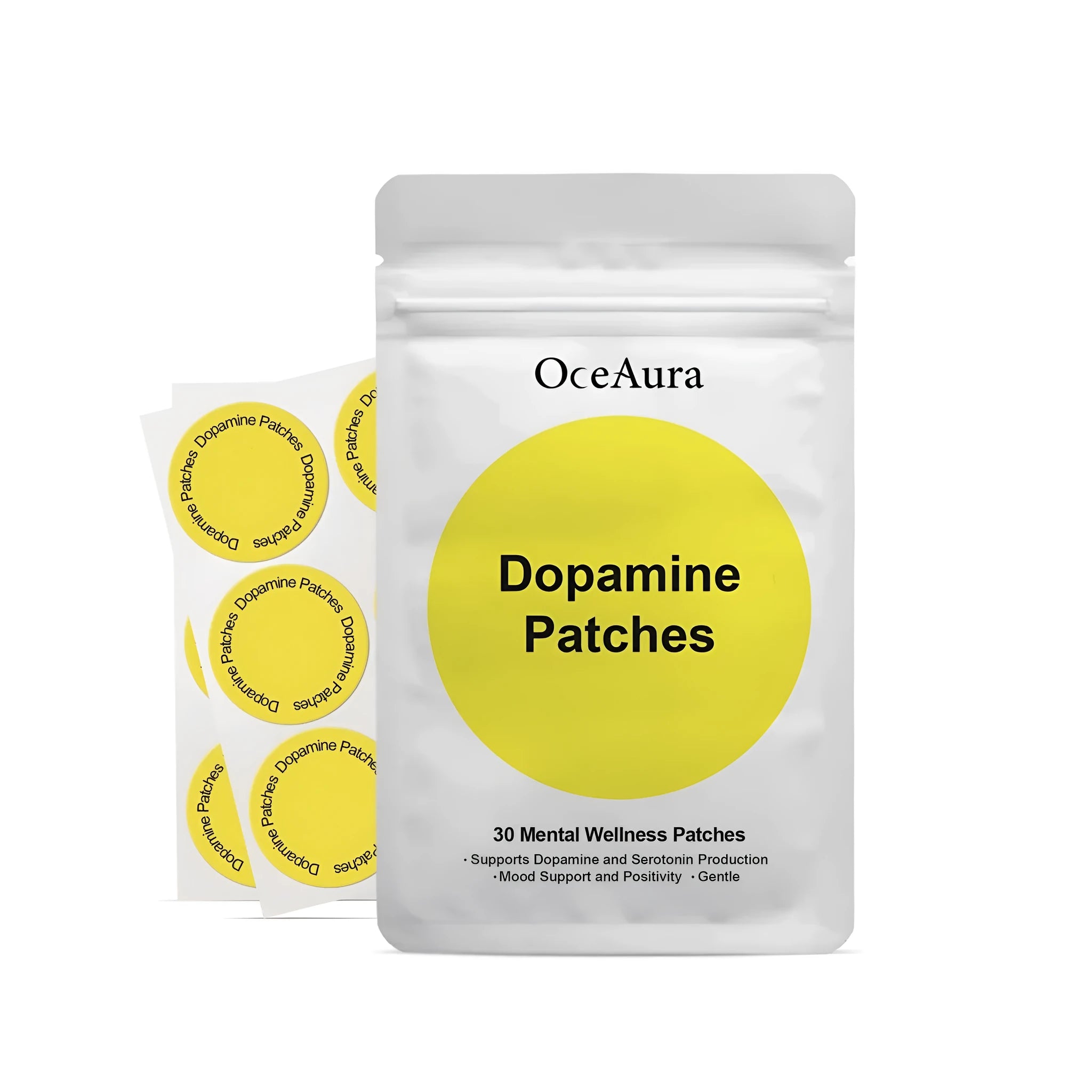 Pack of 30 white body care auxiliary patches for targeted skin hydration with hyaluronic acid and collagen.