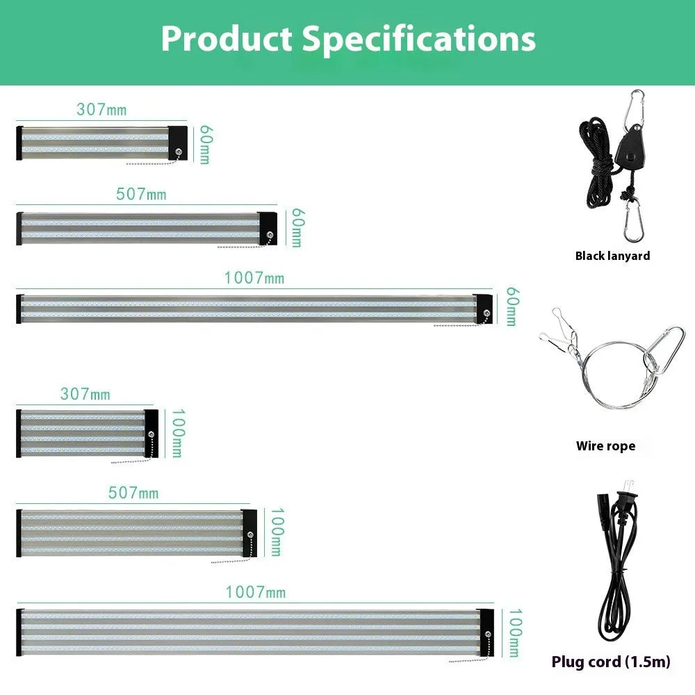 LED grow light bar with 384 full-spectrum LED beads, PC shell, 30cm 50cm or 100cm length