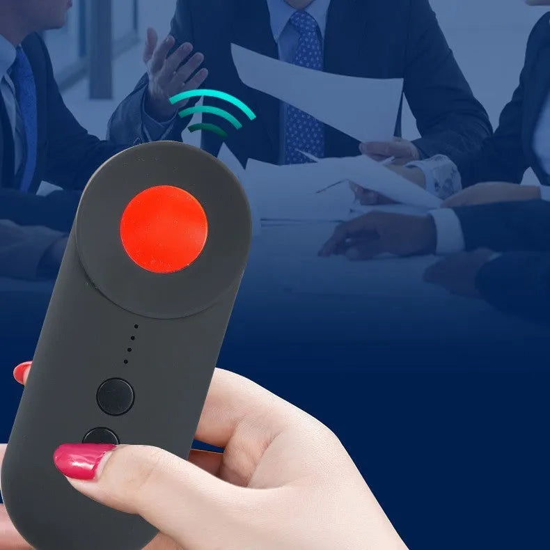 Black portable GPS detector and hidden camera finder with compact rectangular design for privacy protection