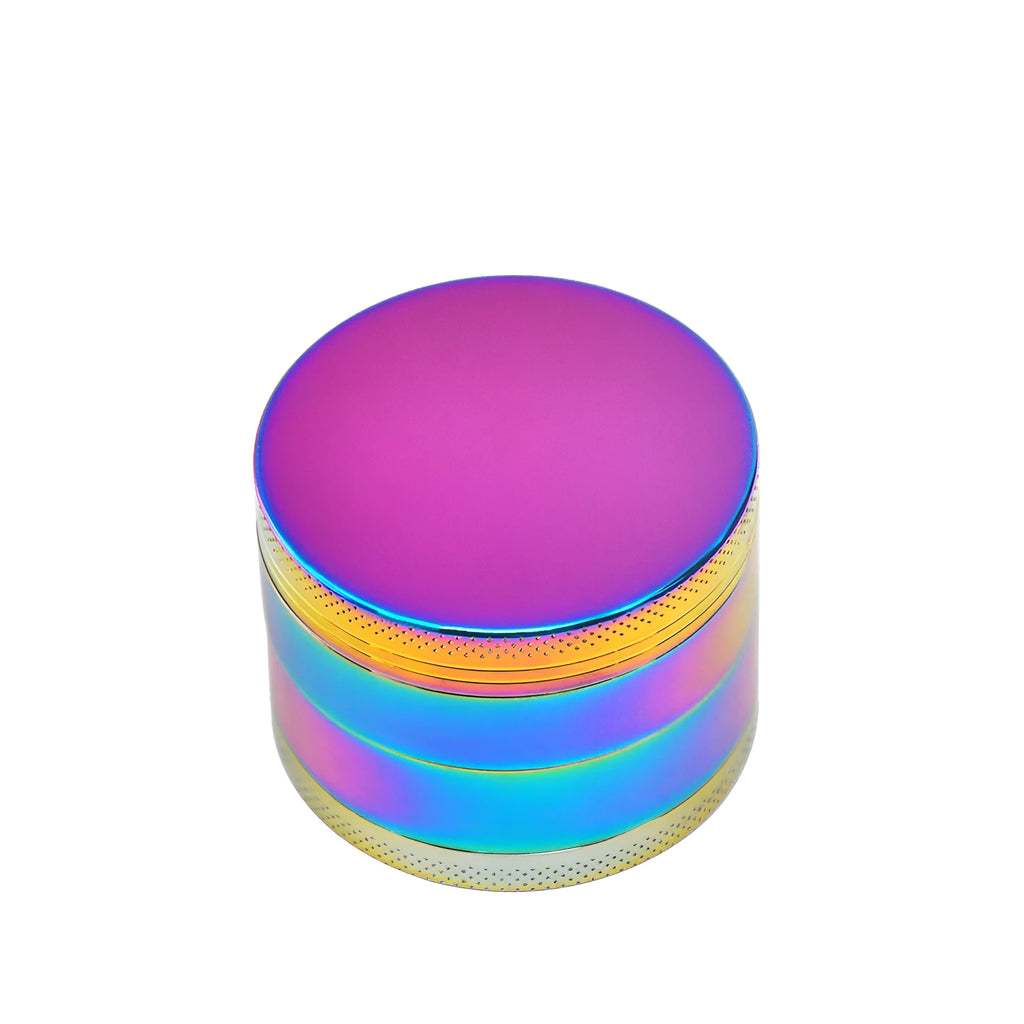 4-layer zinc alloy smoke grinder with mesh pollen screen, small portable herb and spice grinder in picture colour