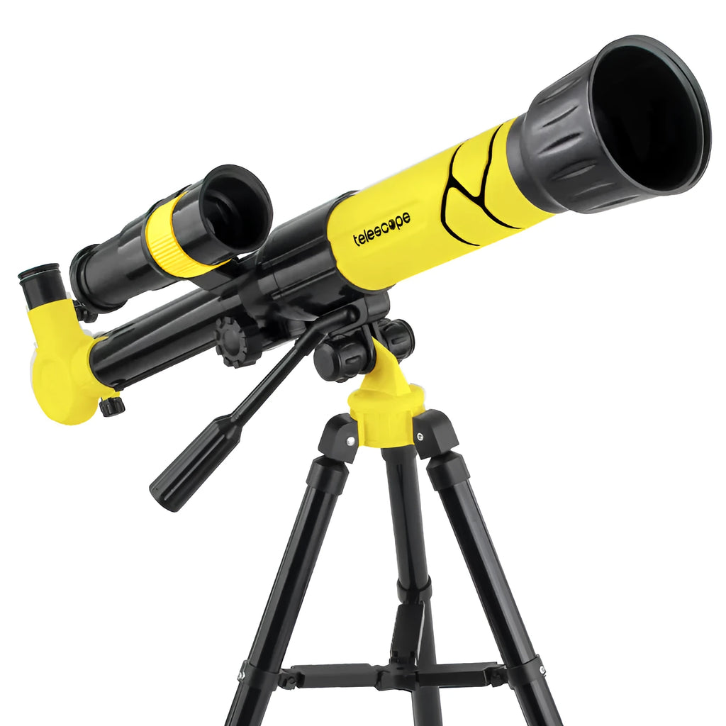 Kids beginners 150X astronomical monocular telescope with tripod in white or yellow plastic