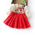 Girls floral red dress in chemical fibre blend, spring autumn, sizes 73cm to 95cm