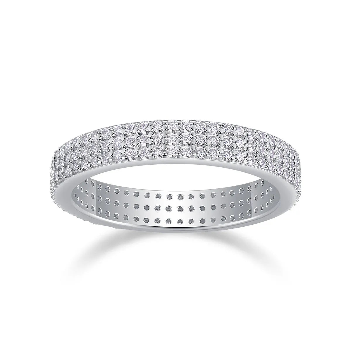 Moissanite wedding ring set with S925 silver platinum plated band and small stone