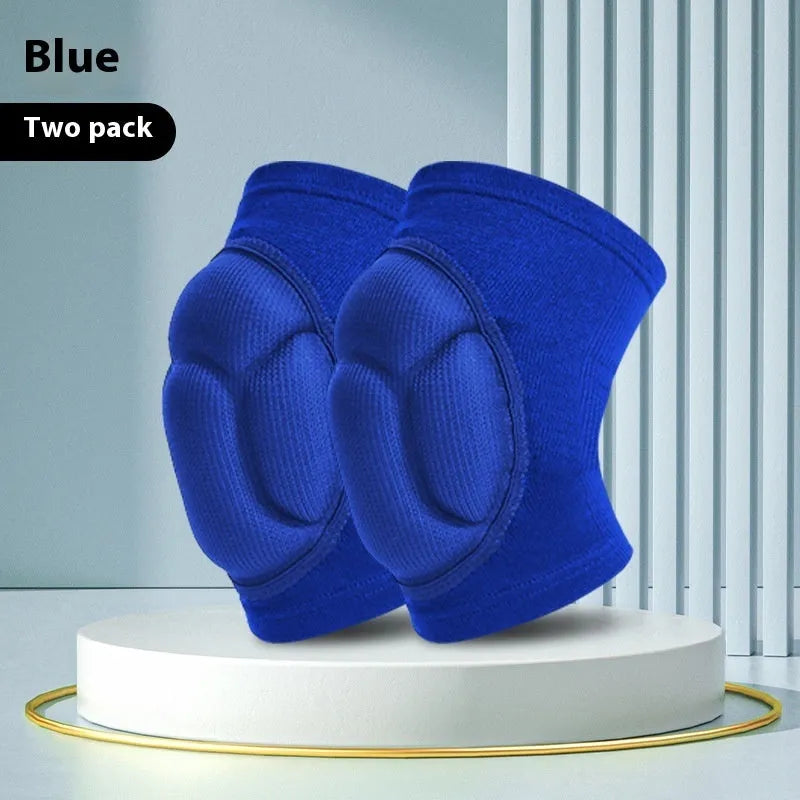 Black and blue free size dance knee pads with thick sponge protection for volleyball