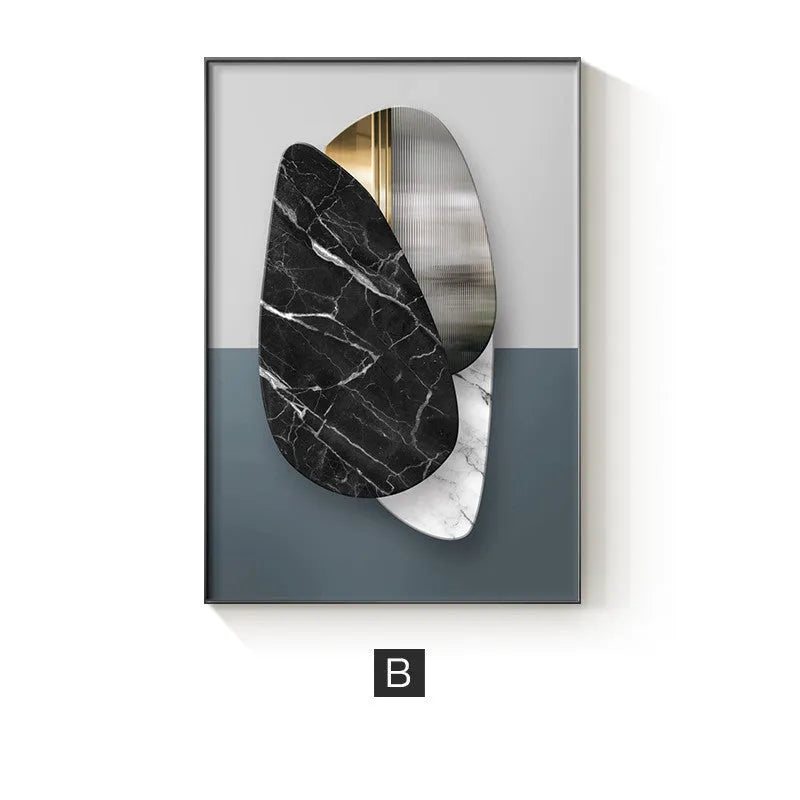 Abstract geometric pattern printed on a canvas wall art poster, available in multiple sizes and design styles.