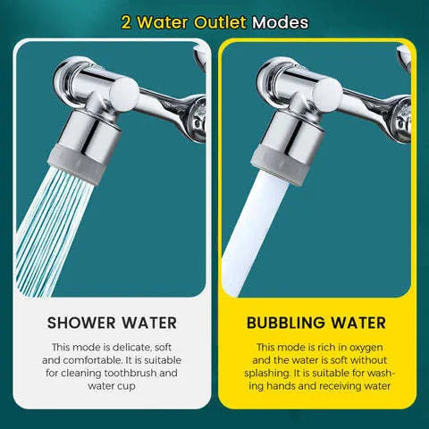 Swivel universal extension bubbler faucet with 1080-degree rotation and dual water modes