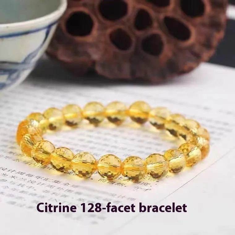 128-cut ametrine crystal bracelet with faceted beads showing constellation and heart shapes