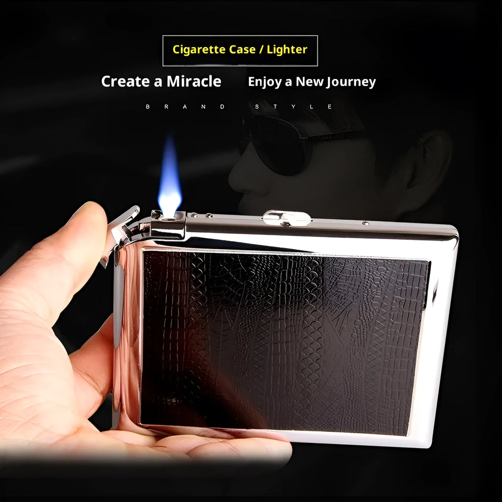 DH-8923 metal cigarette case with windproof lighter, modern simplicity design