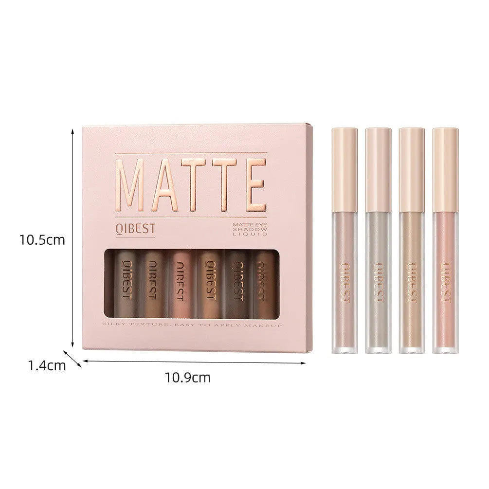Matte liquid eyeshadow 8-piece box set with eight 2g tubes in khaki earth-tone shades