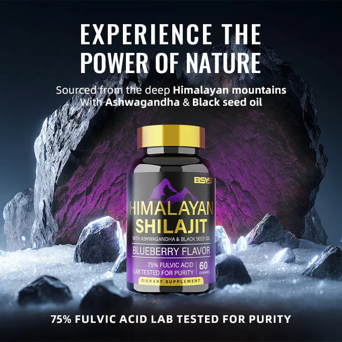 BSYS Shilajit Gummies 60's bottle containing 60 chewable shilajit gummies