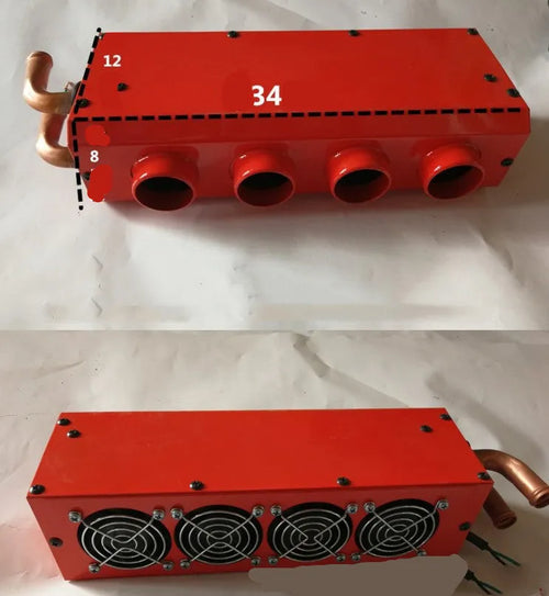 Long small metal car heater with four-hole copper pipe core for 12V 24V vehicles