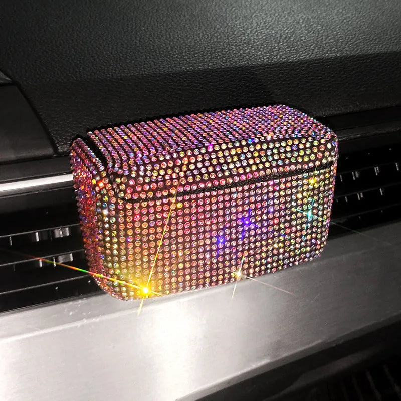 Car ashtray with covered air outlet in choice of seven colours including blue diamond and pink