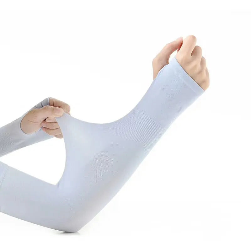 Viscose fibre blend sun protection oversleeves with open finger design in black colour