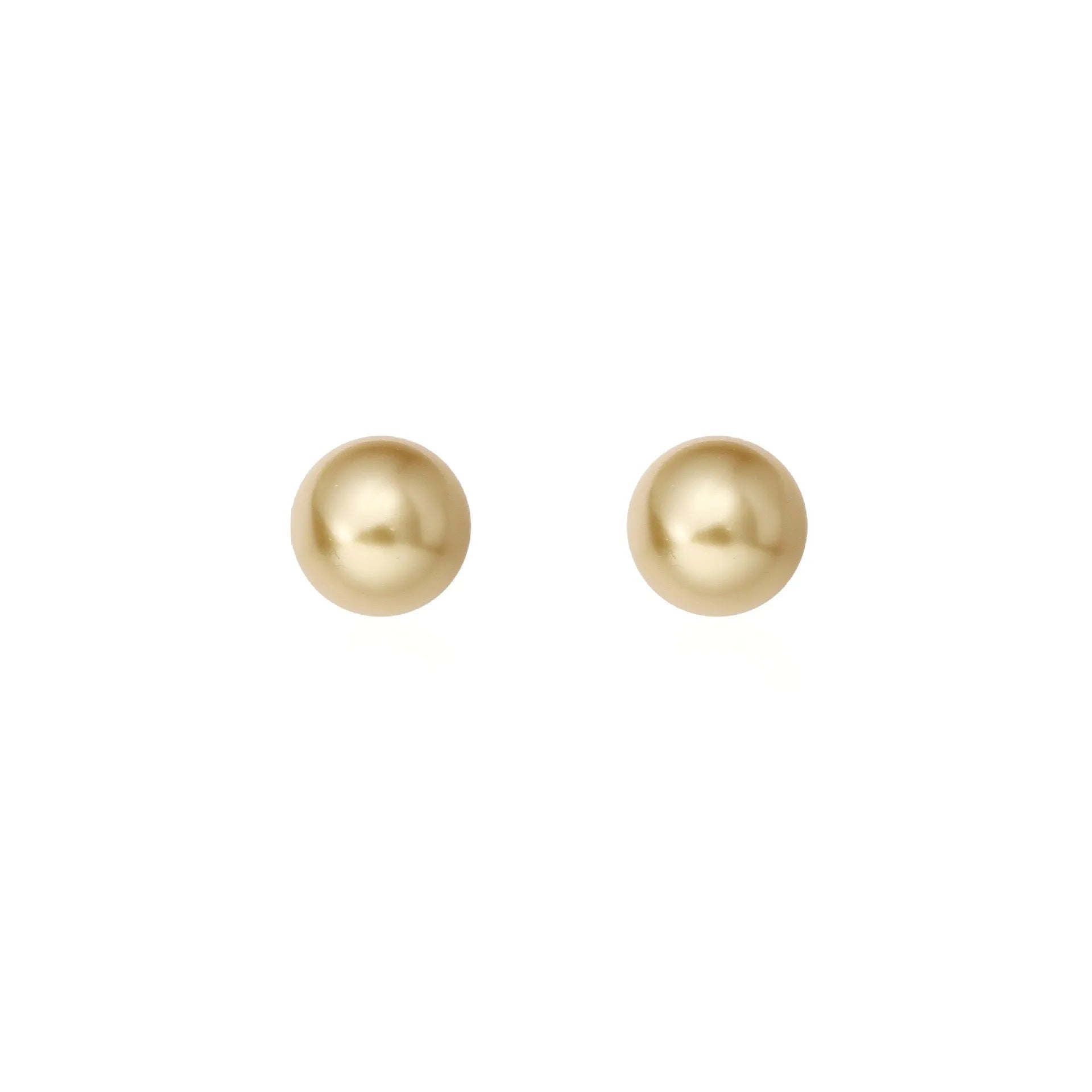 Large pearl stud earrings with geometric silver settings and eight-pointed star details