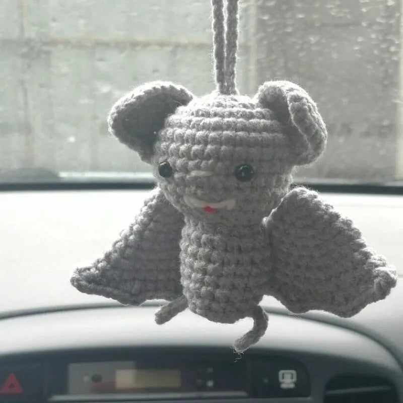 Plush hand-woven automobile hanging ornament with cartoon design for car interior decoration