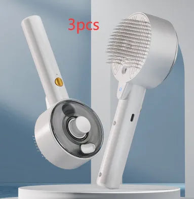 Ceramic white pet grooming brush with UV sterilisation light and spray function for dogs and cats
