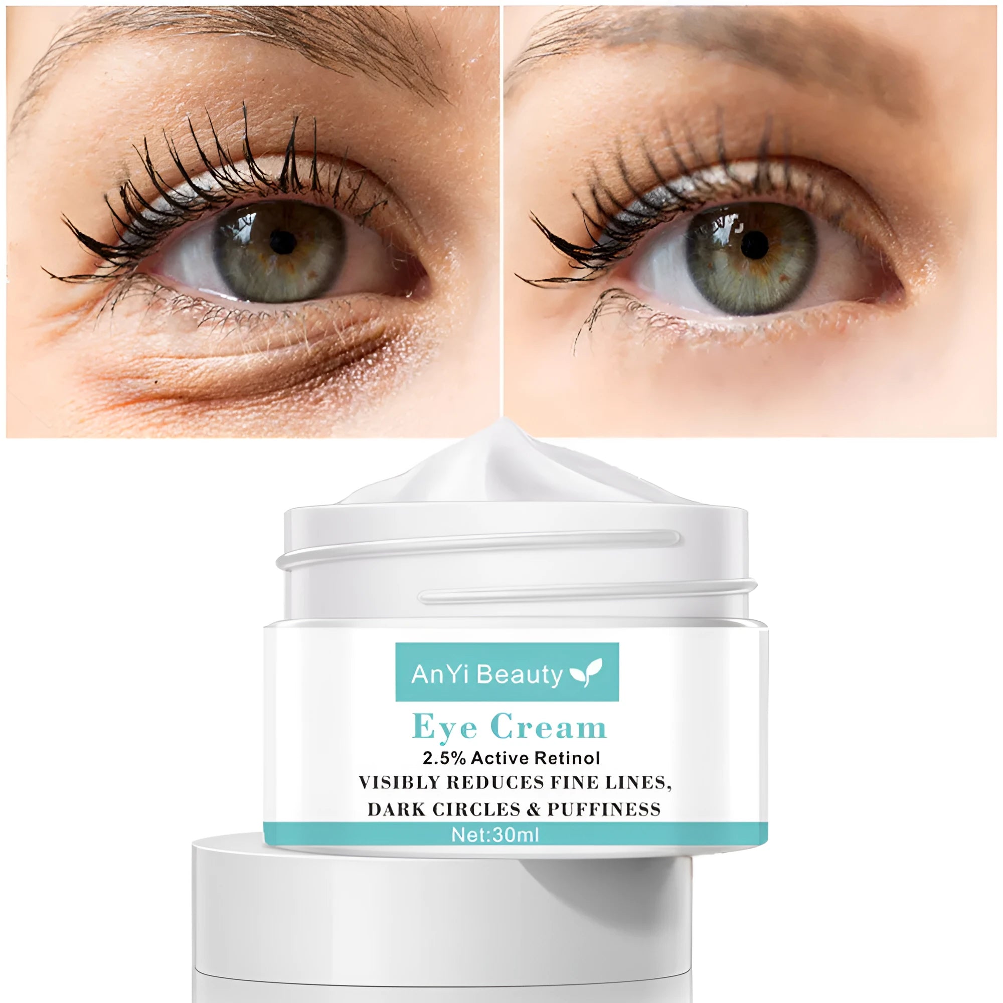 30ml beauty eye cream tube with pump dispenser for women's under-eye moisturising treatment