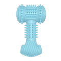 Blue bone-shaped TPR dog chew toy with raised dots for teeth cleaning