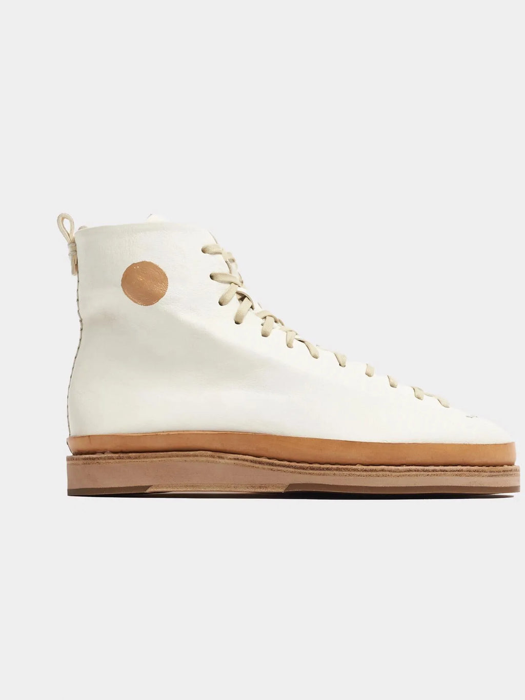 High-top microfibre board shoes with platform sole and lace-up closure, white colourway