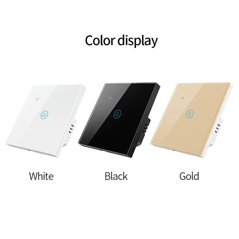 Smart water heater switch 4000W Wi-Fi timer APP voice touch control 86x86mm EU standard white black gold