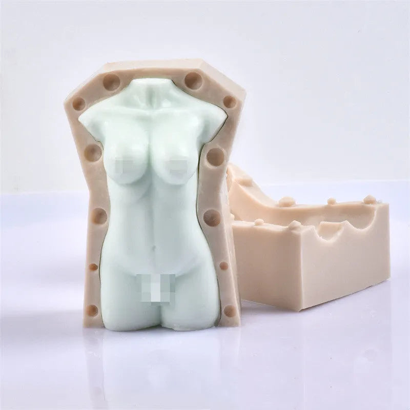 Geometric silicone body candle mould showing 10cm and 14cm height sections for wax and soap crafting