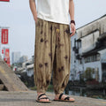 Men's khaki polyester casual trousers, thin breathable full-length summer pants, sizes M to 5XL