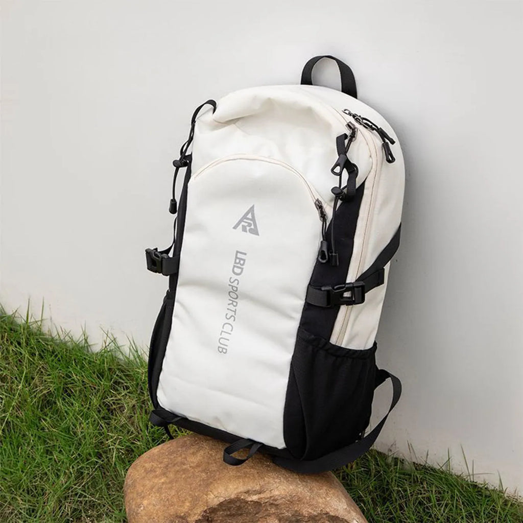 Waterproof Oxford cloth hiking backpack with air pillow belt, letter pattern and unisex design for outdoor sports