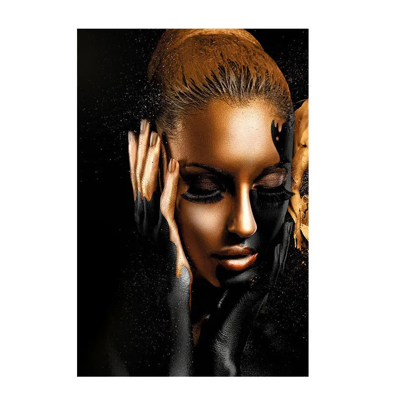HD modern African woman frameless canvas wall painting still life spray art in abstract colours