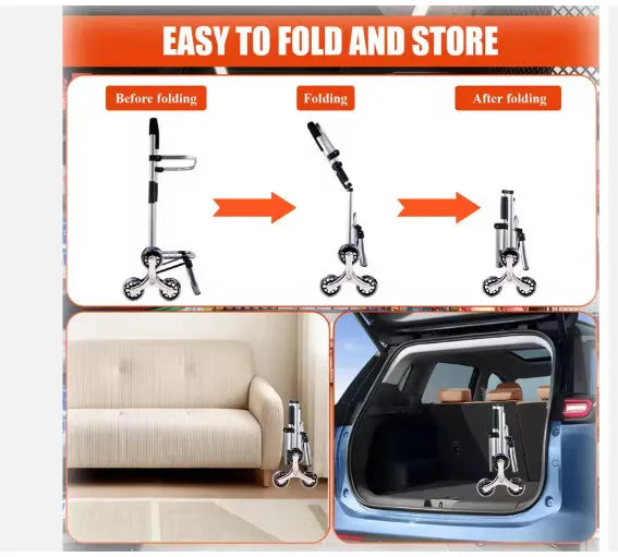 Black foldable shopping trolley bag with aluminium frame, detachable polyester bag and 20cm casters