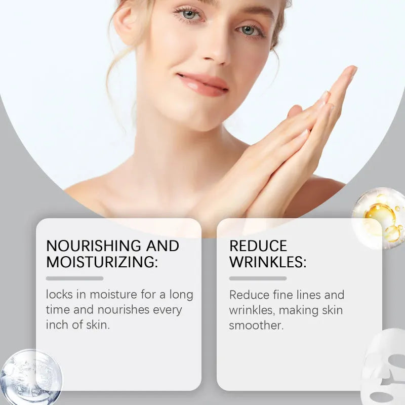 Bio collagen overnight facial mask set, 12x18cm moisturising sheet mask with facial cleansing device