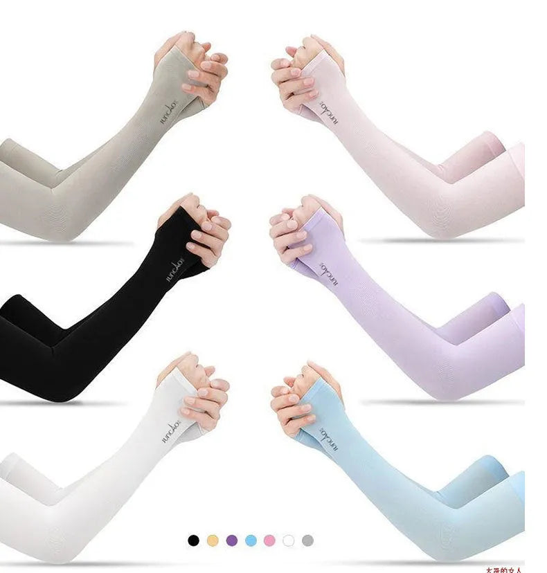 Viscose fibre blend sun protection oversleeves with open finger design in black colour