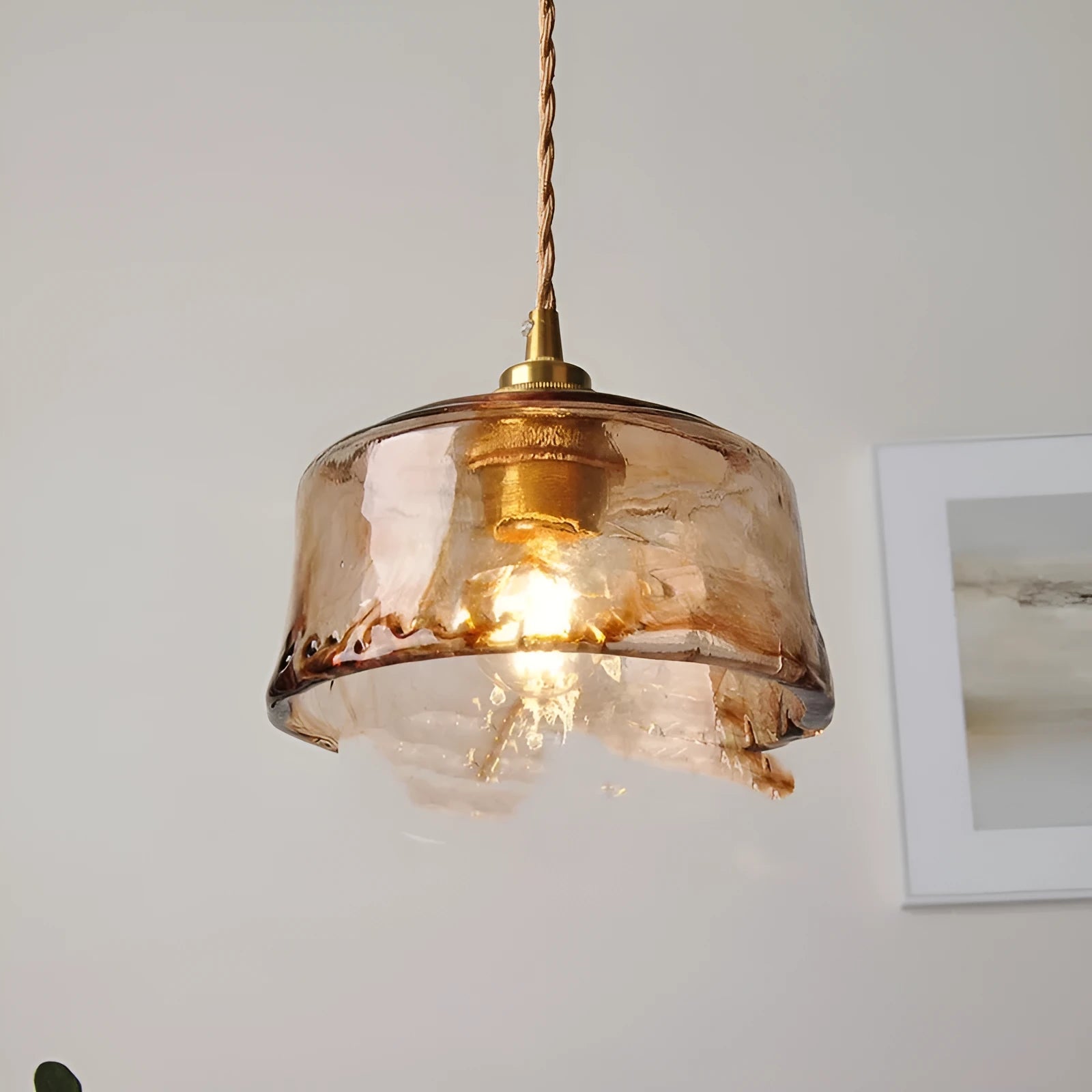 Nordic retro brass and glass ceiling chandelier with LED bulb for restaurants and bars.