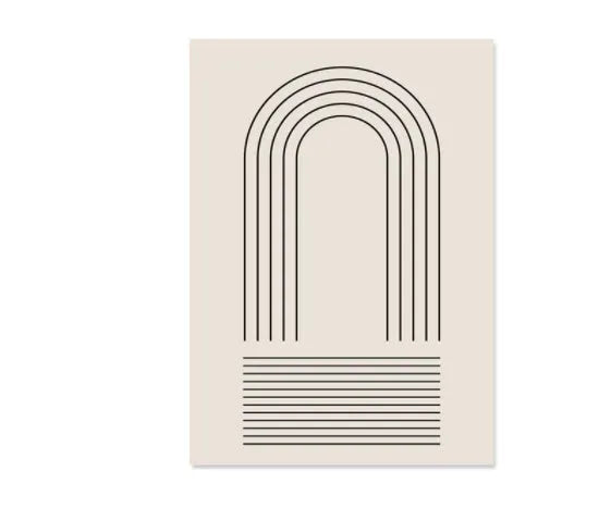 Abstract boho-style animal line art printed on a frameless canvas wall decoration.