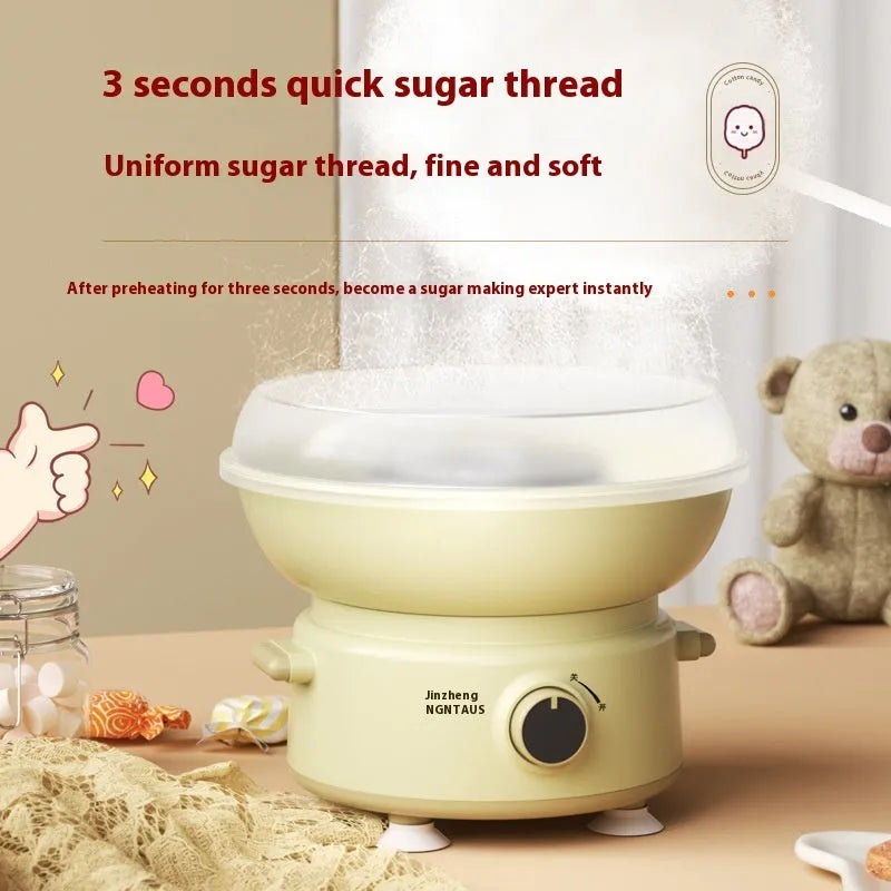 Mini blue metal cotton candy machine, 400W 220V, round heating tube, children's household model