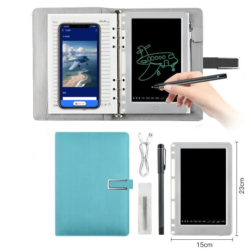 85-inch electronic writing pad with stitching appearance design in dark blue colour with smart pen