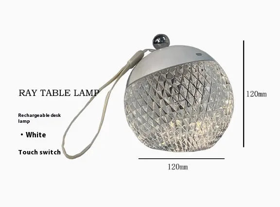 Portable dimmable desk lamp with modern minimalist design in chrome finish