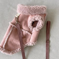 Pet traction warm vest for autumn and winter in brown, pink, and white, with back lengths from 20cm to 40cm for small to medium dogs