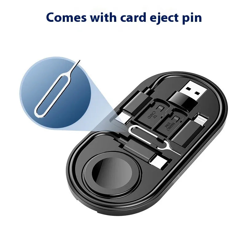 Black universal magnetic adapter for Mini USB, Lightning, OTG, Micro USB and Type-C with 60W fast charging
