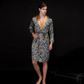 Men's long ice silk nightgown in coffee or navy blue, ultra-thin polyester summer sleepwear