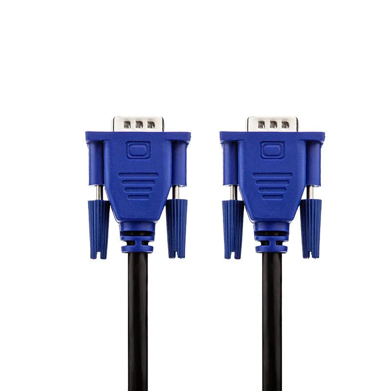Black VGA cable with blue connector, 1.5 metres long for computer monitor and TV connections