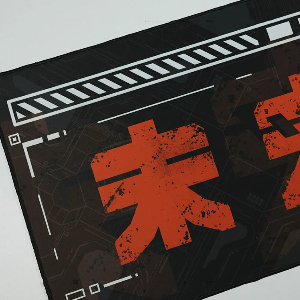 Black and red futuristic gaming mouse pad, 900x400x4mm or 800x300x4mm, waterproof eraser cloth with stitched seams.