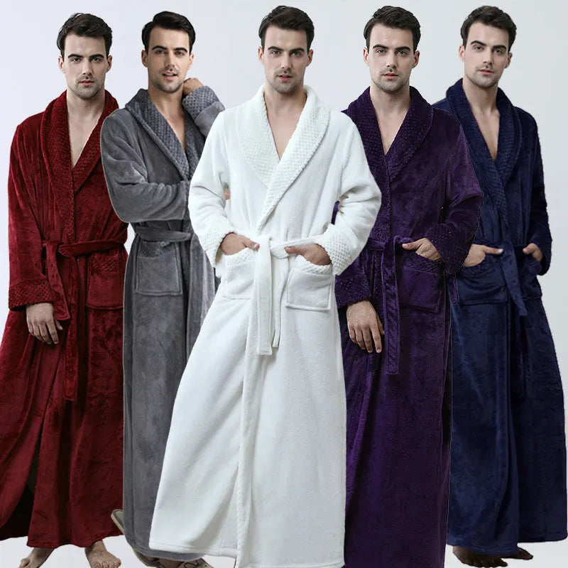 Men's winter flannel nightgown, long sleeve, cardigan style, available in five colours and sizes M L XL